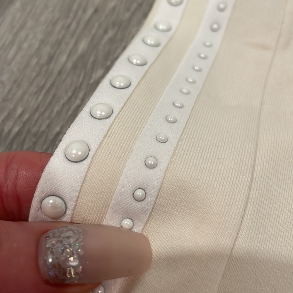 Adidas ivory pearled/studded shorts (S) - Picture 7 of 14